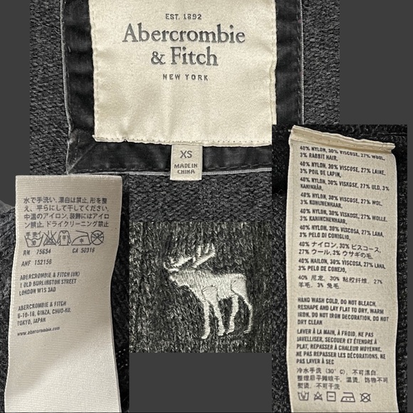 Abercrombie & Fitch Open Front Pocket Long Cardigan Sweater, Dark Grey, size XS - Picture 4 of 4